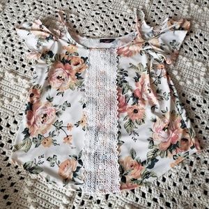 Cold shoulder floral top